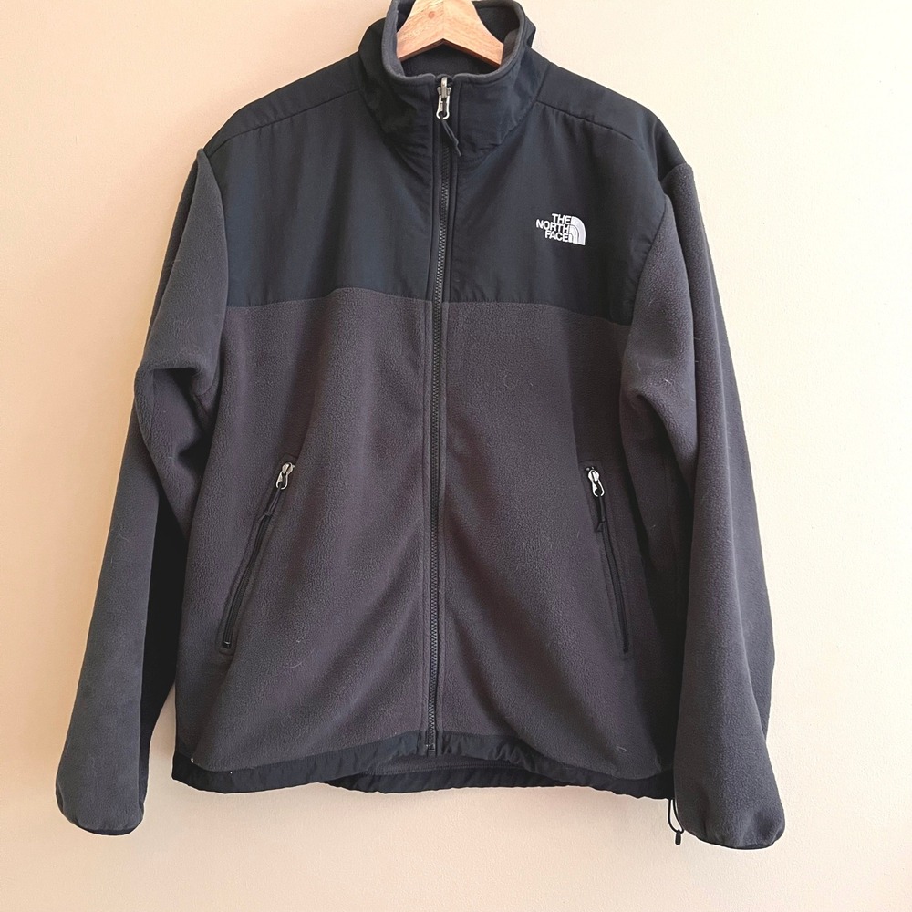 The North Face Mens Denali Fleece Full Zip Jacket Black Hiking Cozy Size Medium